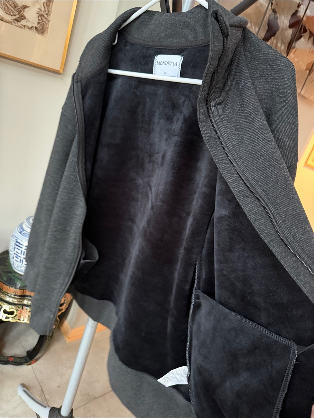Mondetta Women's Charcoal Gray Full-Zip Bomber Jacket - size M - Picture 6 of 8